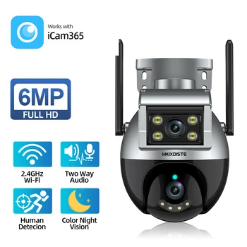 6-megapikselna IP kamera Wifi s dvije leće, vanjska automatsko praćenje, PTZ-bežična kamera za video nadzor, pametna 2-way audio-kamera za video nadzor